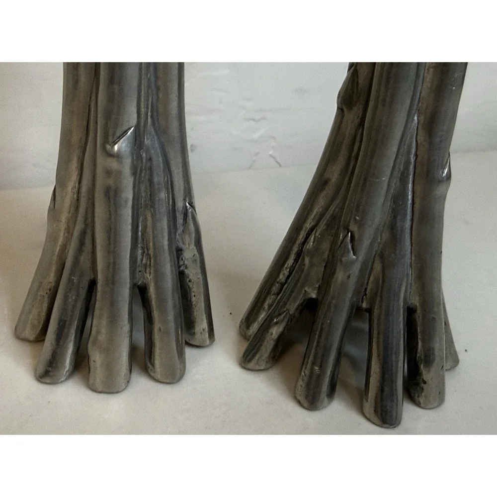 Vagabond‎ House Pewter Asparagus Candlesticks Farmers Market Candle Holder Pair